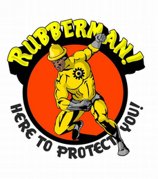 RUBBERMAN! HERE TO PROTECT YOU! logo