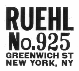 RUEHL NO.925 GREENWICH STREET NEW YORK logo