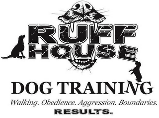 RUFF HOUSE DOG TRAINING WALKING. OBEDIENCE. AGGRESSION. BOUNDARIES. RESULTS. logo