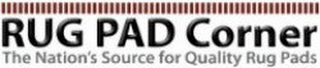 RUG PAD CORNER THE NATION'S SOURCE FOR QUALITY RUG PADS logo
