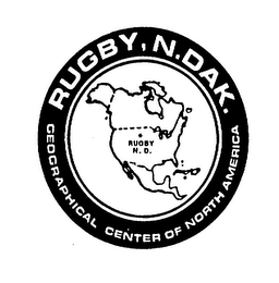 RUGBY N. D. RUGBY, N. DAK. GEOGRAPHICAL CENTER OF NORTH AMERICA logo