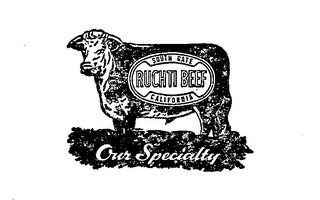 RUTCHI BEEF SOUTH GATE CALIFORNIA OUR SPECIALLITY logo
