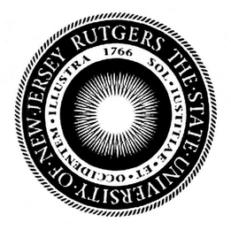 RUTGERS THE · STATE · UNIVERSITY · OF ·NEW · JERSEY SOL · IUSTITIAE · ET · OCCIDENTEM · ILLUSTRA 1766 logo