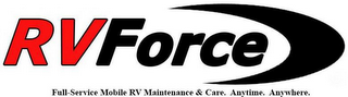 RVFORCE FULL-SERVICE MOBILE RV MAINTENANCE & CARE. ANYTIME. ANYWHERE. logo