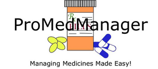 RX PILLS PROMEDMANAGER MANAGING MEDICINES MADE EASY! logo