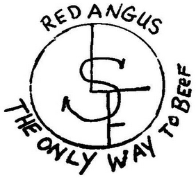 S L F RED ANGUS THE ONLY WAY TO BEEF logo