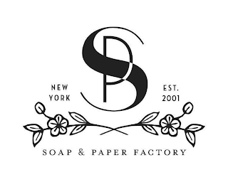S P SOAP NEW YORK EST 2001 SOAP & PAPERFACTORY logo