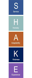 S SERVICE H HONESTY A ADAPTABILITY K KINDNESS E EXPERIENCE logo