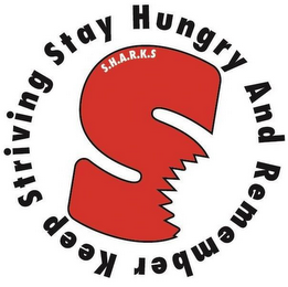 S S.H.A.R.K.S STAY HUNGRY AND REMEMBER KEEP STRIVING logo