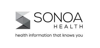 S SONOA HEALTH HEALTH INFORMATION THAT KNOWS YOU logo
