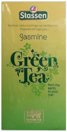 S STASSEN MOTHER NATURE BRINGS US PERFECTION, STASSEN BRINGS YOU. . . JASMINE GREEN TEA FROM THE EARTH TO YOUR CUP CEYLON TEA SYMBOL OF QUALITY logo