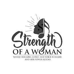 S STRENGTH OF A WOMAN WHERE HER SOUL IS FELT, HER VOICE IS HEARD, AND HER POWER REIGNS. logo