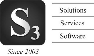 S3 SINCE 2003 SOLUTIONS SERVICES SOFTWARE logo