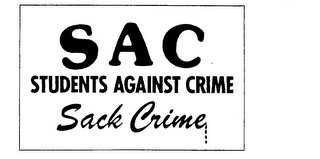 SAC STUDENTS AGAINST CRIME SACK CRIME logo