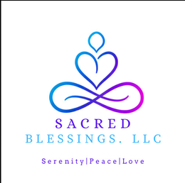 SACRED BLESSINGS. LLC  SERENITY PEACE LOVE logo