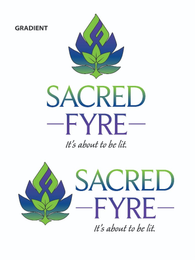 SACRED -FYRE- IT'S ABOUT TO BE LIT. logo