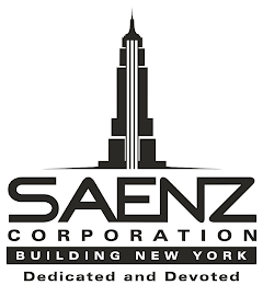 SAENZ CORPORATION BUILDING NEW YORK DEDICATED AND DEVOTED logo