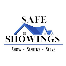 SAFE BLUE ROOF SHOWINGS LINE SHOW DASH SANITIZE DASH SERVE logo