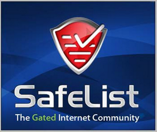SAFELIST THE GATED INTERNET COMMUNITY logo