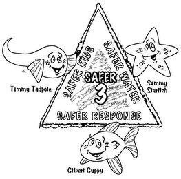 SAFER KIDS SAFER WATER SAFER RESPONSE SAFER 3 SAMMY STARFISH GILBERT GUPPY TIMMY TADPOLE logo