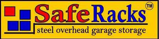 SAFERACKS STEEL OVERHEAD GARAGE STORAGE logo
