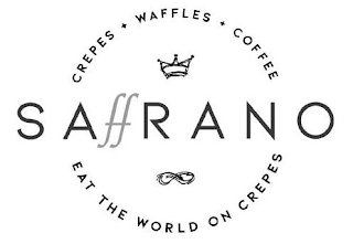 SAFFRANO CREPES + WAFFLES + COFFEE EAT THE WORLD ON CREPES logo