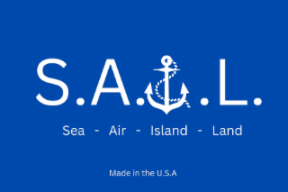 S.A.I.L. SEA - AIR - ISLAND - LAND MADE IN THE U.S.A logo