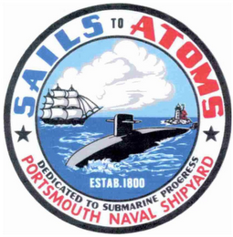 SAILS TO ATOMS DEDICATED TO SUBMARINE PROGRESS PORTSMOUTH NAVAL SHIPYARD ESTAB. 1800 logo