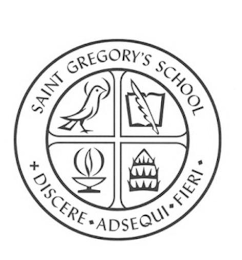 SAINT GREGORY'S SCHOOL DISCERE ADSEQUI FIERI logo