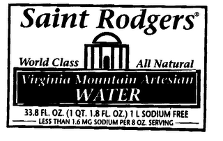 SAINT RODGERS WORLD CLASS ALL NATURAL VIRGINIA MOUNTAIN ARTESIAN WATER logo