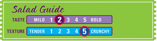 SALAD GUIDE TASTE MILD 1 2 3 4 5 BOLD TEXTURE TENDER 1 2 3 4 5 CRUNCHY logo