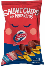 SALAMI CHIPS CON PLATANITOS ESTELAR EL ORIGINAL ESTELAR COOKED SALAMI ESPECIAL 11G PROTEIN PER SERVING 1.76 OZ (50G) logo