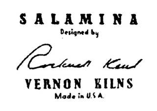SALAMINA DESIGNED BY ROCKWELL KENT, VERNON KILNS MADE IN U.S.A. logo