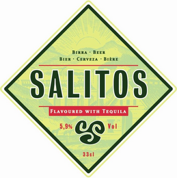 SALITOS BIRRA · BEER BIER · CERVEZA · BIÈRE FLAVOURED WITH TEQUILA 5,9% VOL 33CL logo