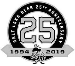 SALT LAKE BEES 25TH ANNIVERSARY 25 1994 2019 logo