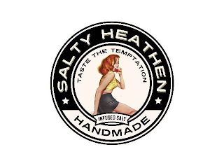 SALTY HEATHEN HANDMADE INFUSED SALT TASTE THE TEMPTATION logo