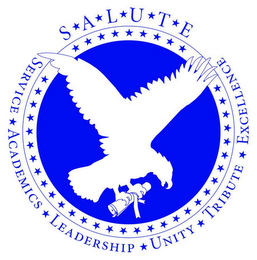 S*A*L*U*T*E SERVICE ACADEMICS LEADERSHIP UNITY TRIBUTE EXCELLENCE logo