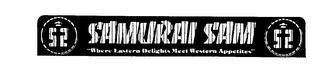SAMURAI SAM "WHERE EASTERN DELIGHTS MEET WESTERN APPETITES" logo