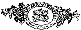 SAN ANTONIO WINERY FAMILY OWNED AND OPERATED SINCE 1917 SAW logo