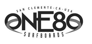 SAN CLEMENTE · CA USA ONE80 SURFBOARDS logo