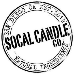 SAN DIEGO CA EST. 2012 SOCAL CANDLE CO. NATURAL INGREDIENTS logo