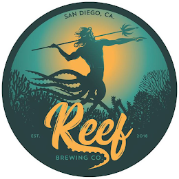 SAN DIEGO, CA. REEF BREWING CO. EST. 2018 logo