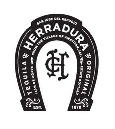 SAN JOSE DEL REFUGIO TEQUILA HERRADURA ORIGINAL 100% DE AGAVE FROM THE VILLAGE OF AMATITAN JAL. ESTATE BOTTLED EST. 1870 logo