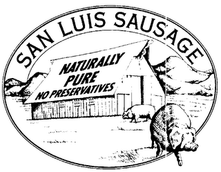SAN LUIS SAUSAGE NATURALLY PURE NO PRESERVATIVES logo