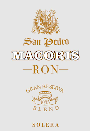 SAN PEDRO MACORIS RON GRAN RESERVA 10/15 BLEND SOLERA DIOS PATRIA LIBERTAD JOAN CHAP. V. LUC CHAP. V. logo