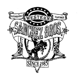 SANCHEZ BROS. AUTHENTIC WESTERN CLOTHES SB SINCE 1985 logo