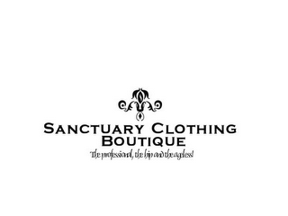 SANCTUARY CLOTHING BOUTIQUE THE PROFESSIONAL, THE HIP AND THE AGELESS! logo