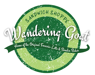 SANDWICH SHOPPE WANDERING GOAT HOME OF THE ORIGINAL FOCACCIA-LETTA & BOUDIN BAKES logo