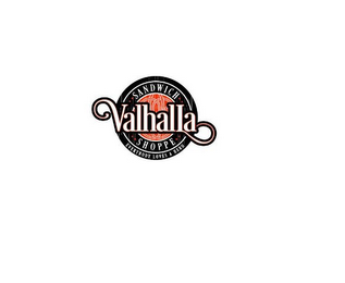 SANDWICH VALHALLA SHOPPE EVERYBODY LOVES A HERO logo