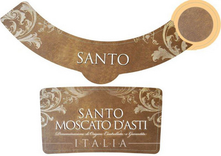 SANTO SANTO MOSCATO D'ASTI DENOMINAZIONE DI ORIGINE CONTROLLATA E GARANTITA ITALIA logo